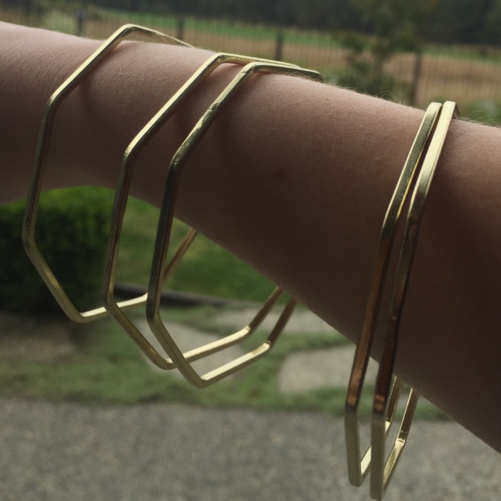 GOLD HEXAGON BRACELETS ! Never worn
